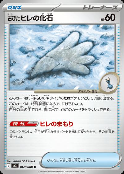 古びたヒレの化石